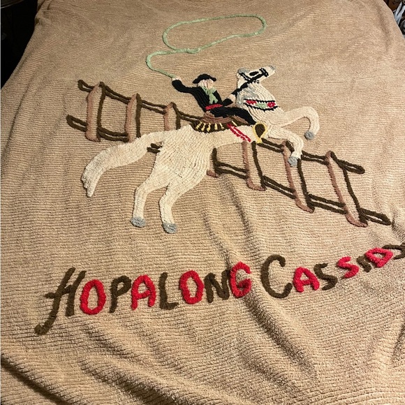 vintage chenille bedspread - hopalong cassidy and bar 20 ranch